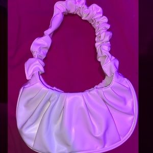 Scrunched White Shoulder Bag